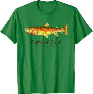 Retro Cutthroat Trout Vintage Fly Fishing T-Shirt - T-Shirt | Irish Green