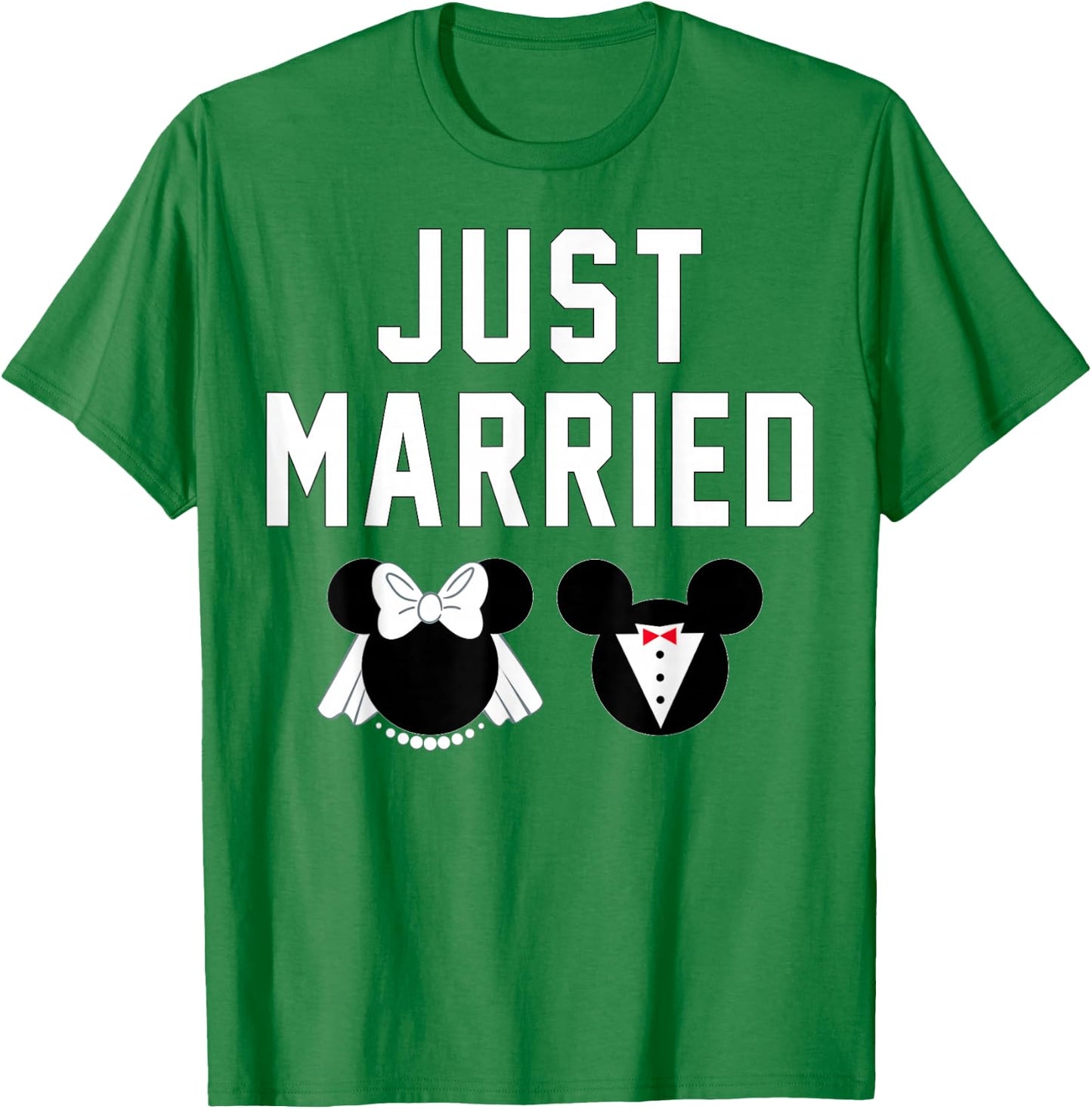 Mickey Mouse Minnie Mouse - Just Married T-Shirt - T-Shirt | Irish Green