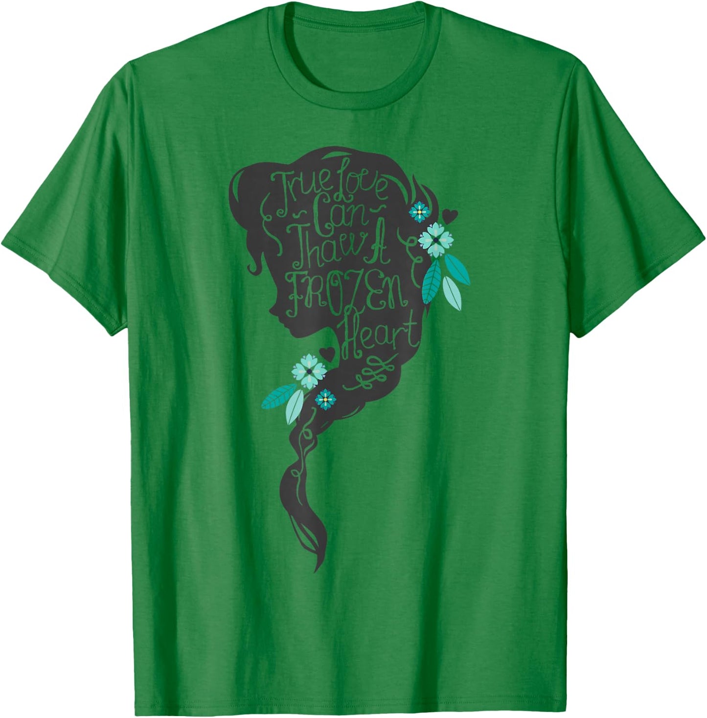 Disney Frozen Elsa Head Profile Love Thaws Graphic T-Shirt - T-Shirt | Irish Green