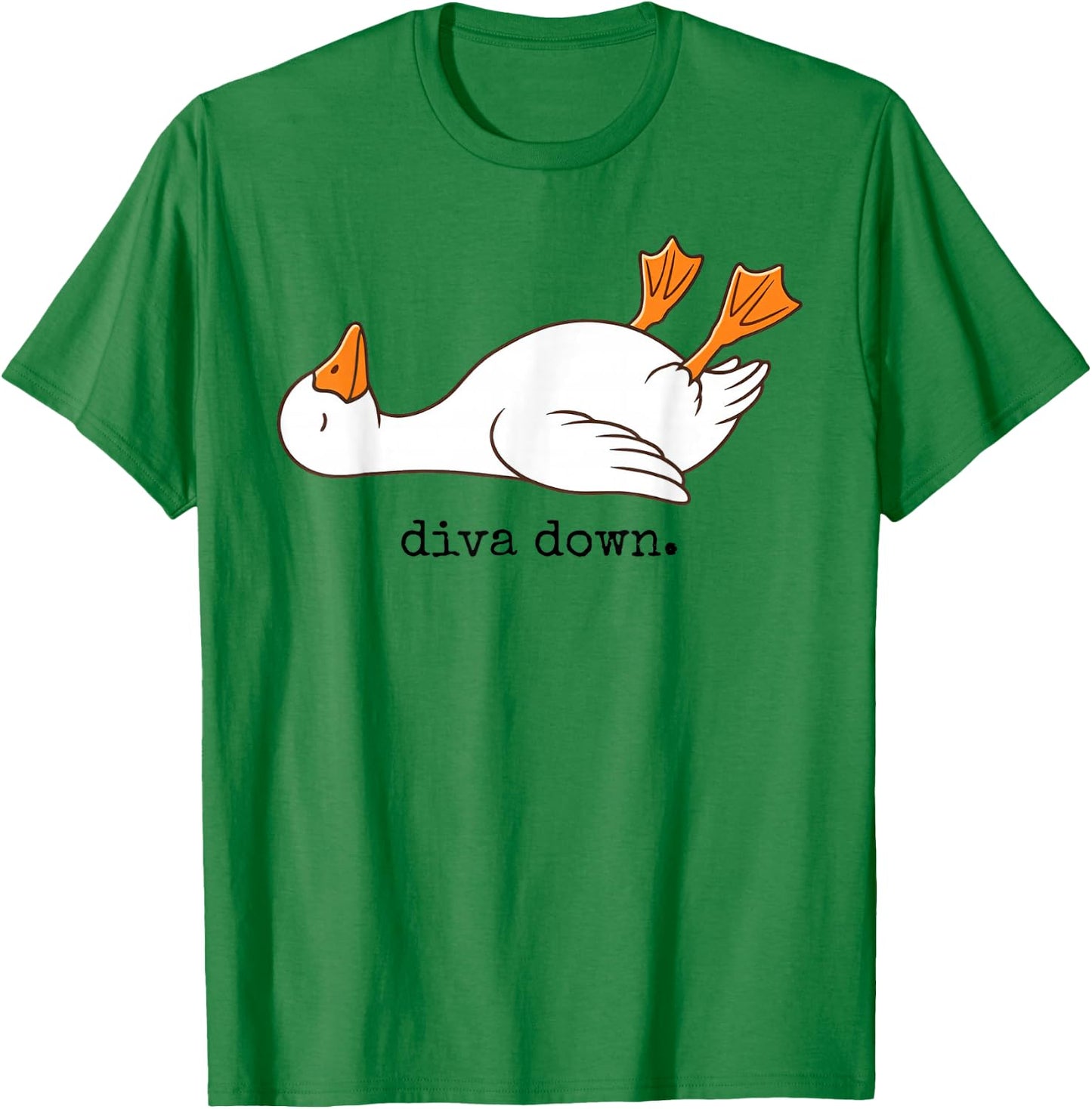 Diva Down Funny Goose Laying Down T-Shirt - T-Shirt | Irish Green