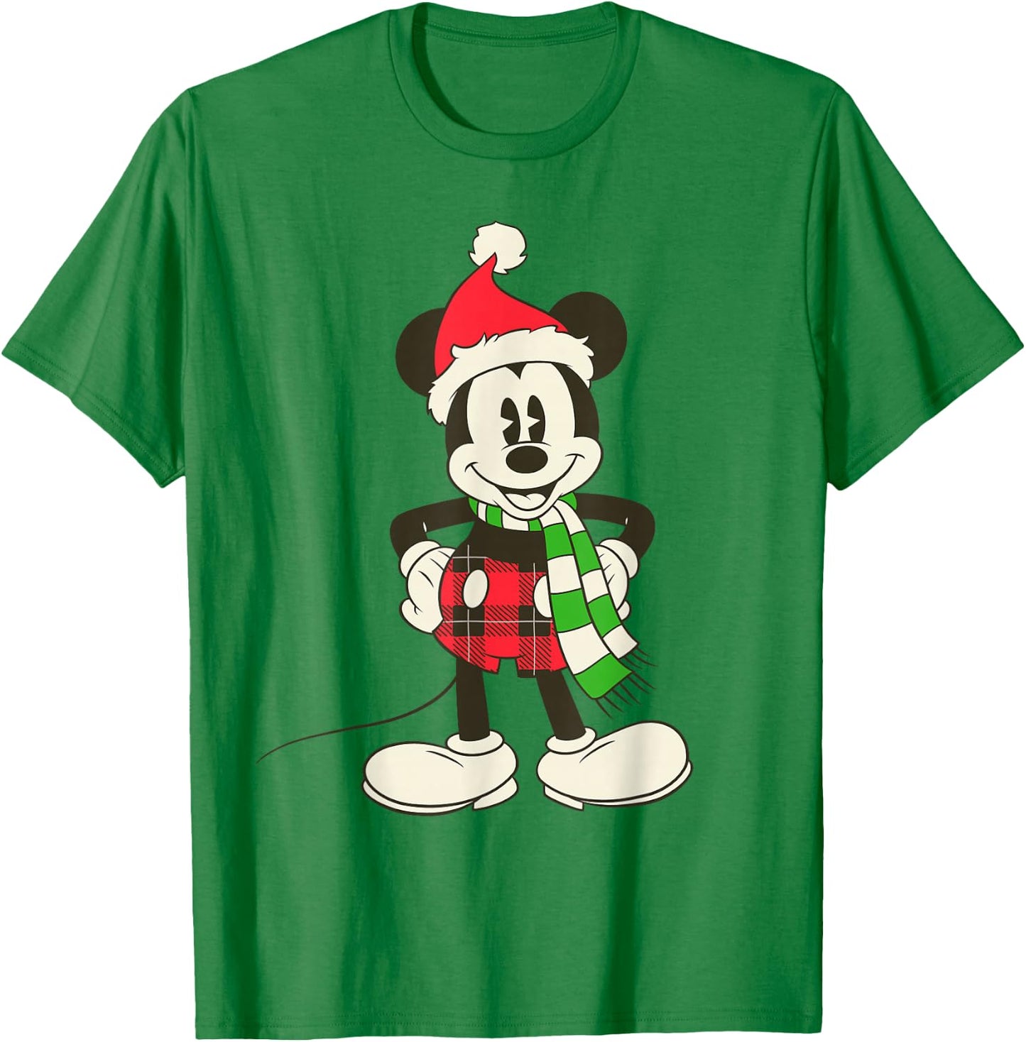 Disney Vintage Mickey Mouse in Santa Hat T-Shirt - T-Shirt | Irish Green