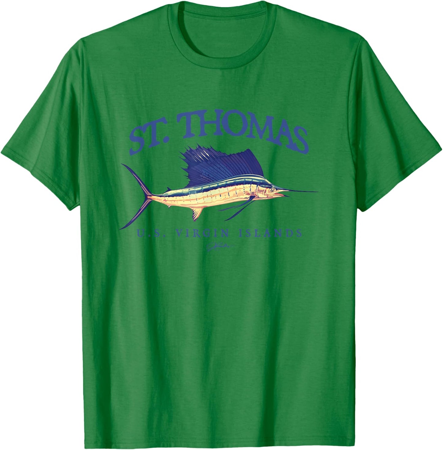 JCombs: St. Thomas, USVI, Vintage Sailfish T-Shirt - T-Shirt | Irish Green