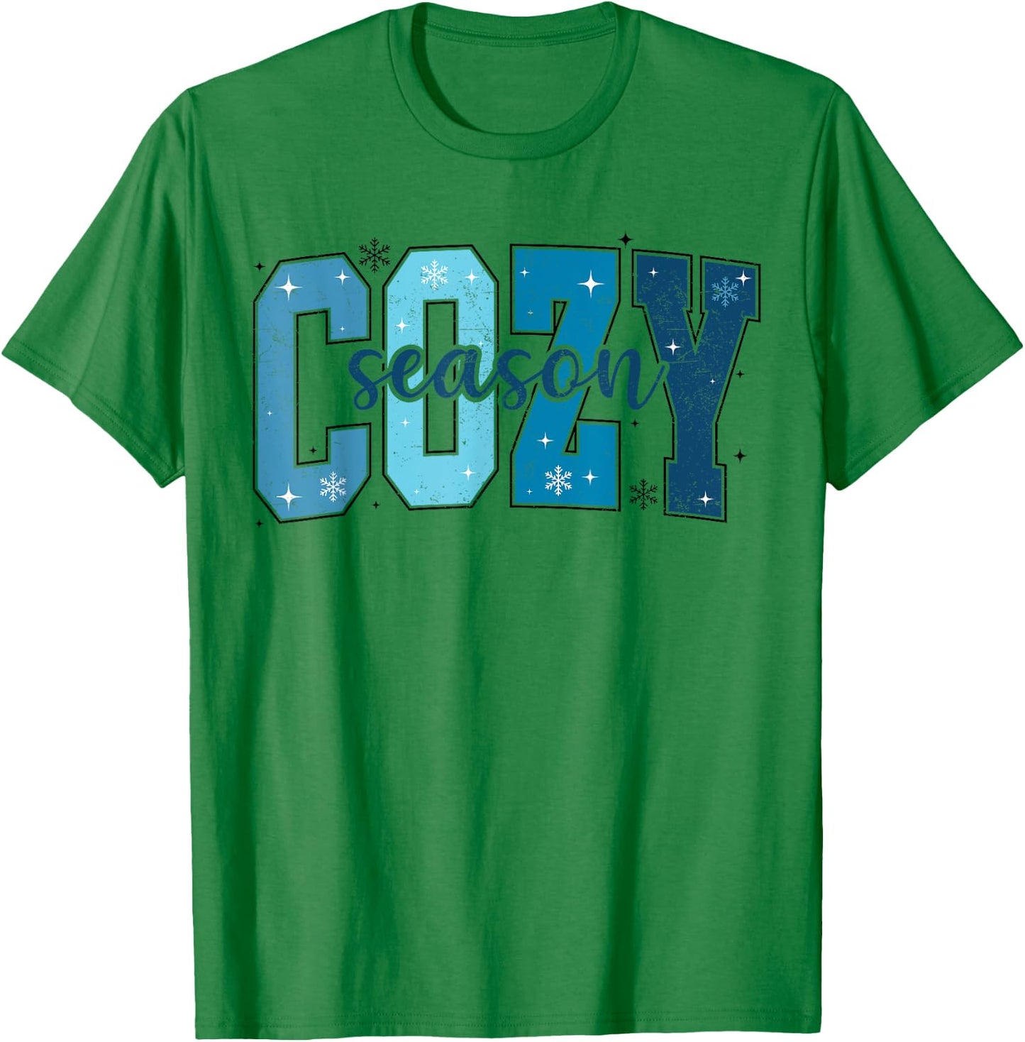 Retro Cozy Season Cute Winter Vibes Tis the Season Christmas T-Shirt - T-Shirt | Irish Green