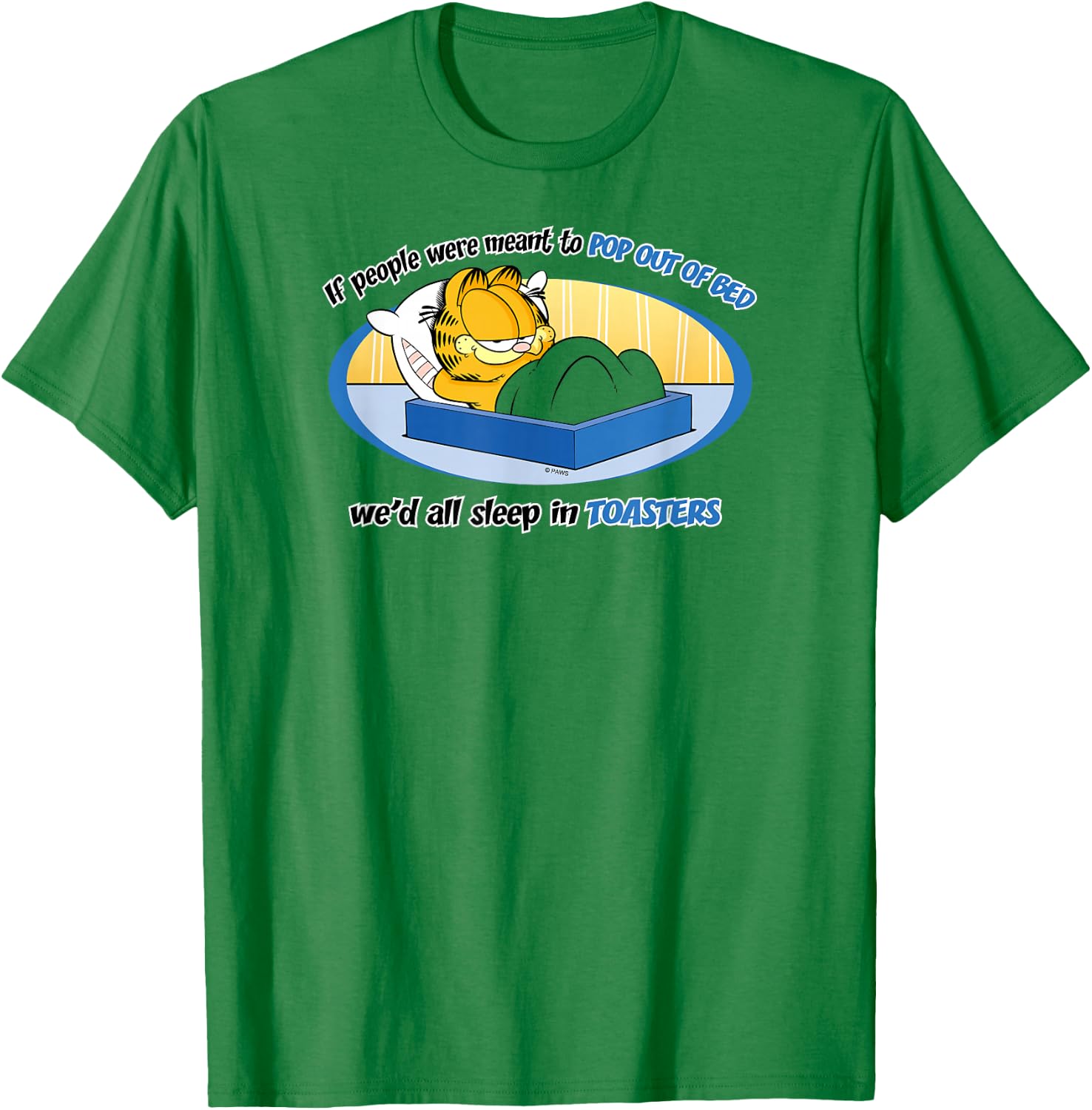 Garfield Pop Out Of Bed T-Shirt - T-Shirt | Irish Green