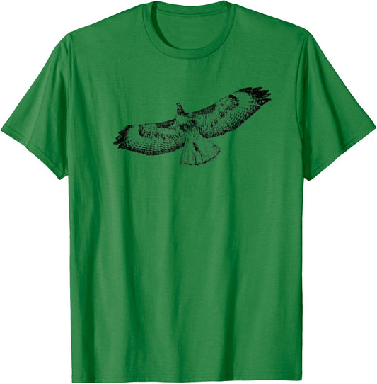 Hawk T Shirt Bird Flying Sketch T-Shirt - T-Shirt | Irish Green