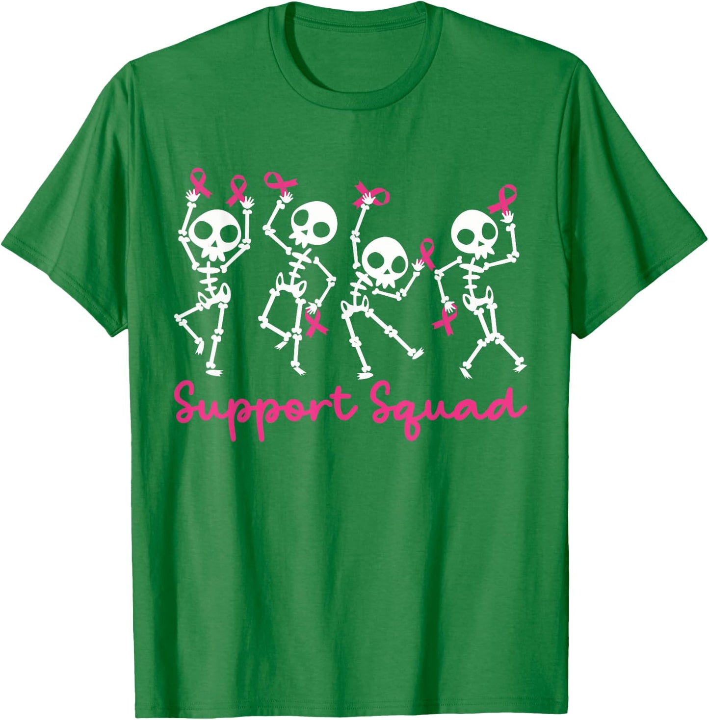 Support Squad Breast Cancer Awareness Skeleton Men Women Kid T-Shirt - T-Shirt | Irish Green