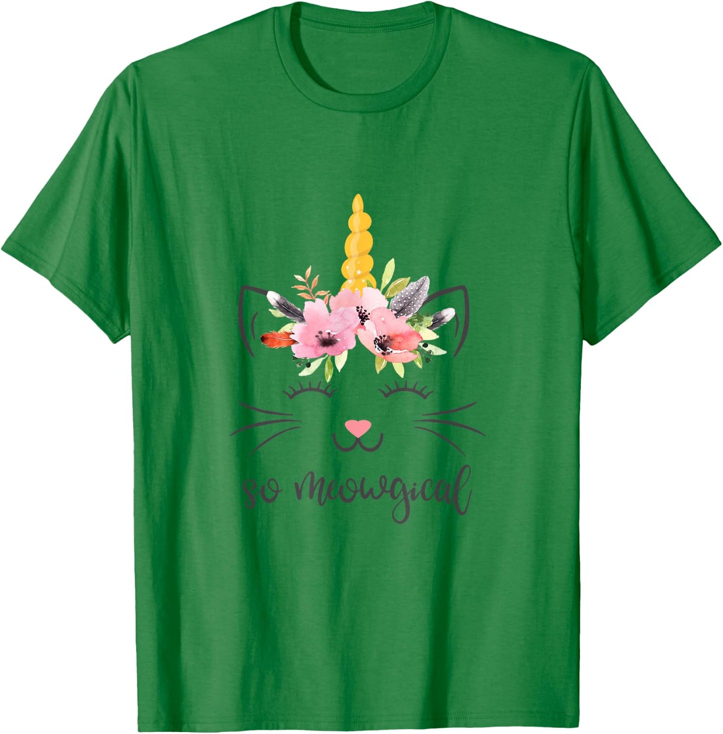 Meowgical Caticorn Cute Cat Unicorn Birthday T-Shirt - T-Shirt | Irish Green