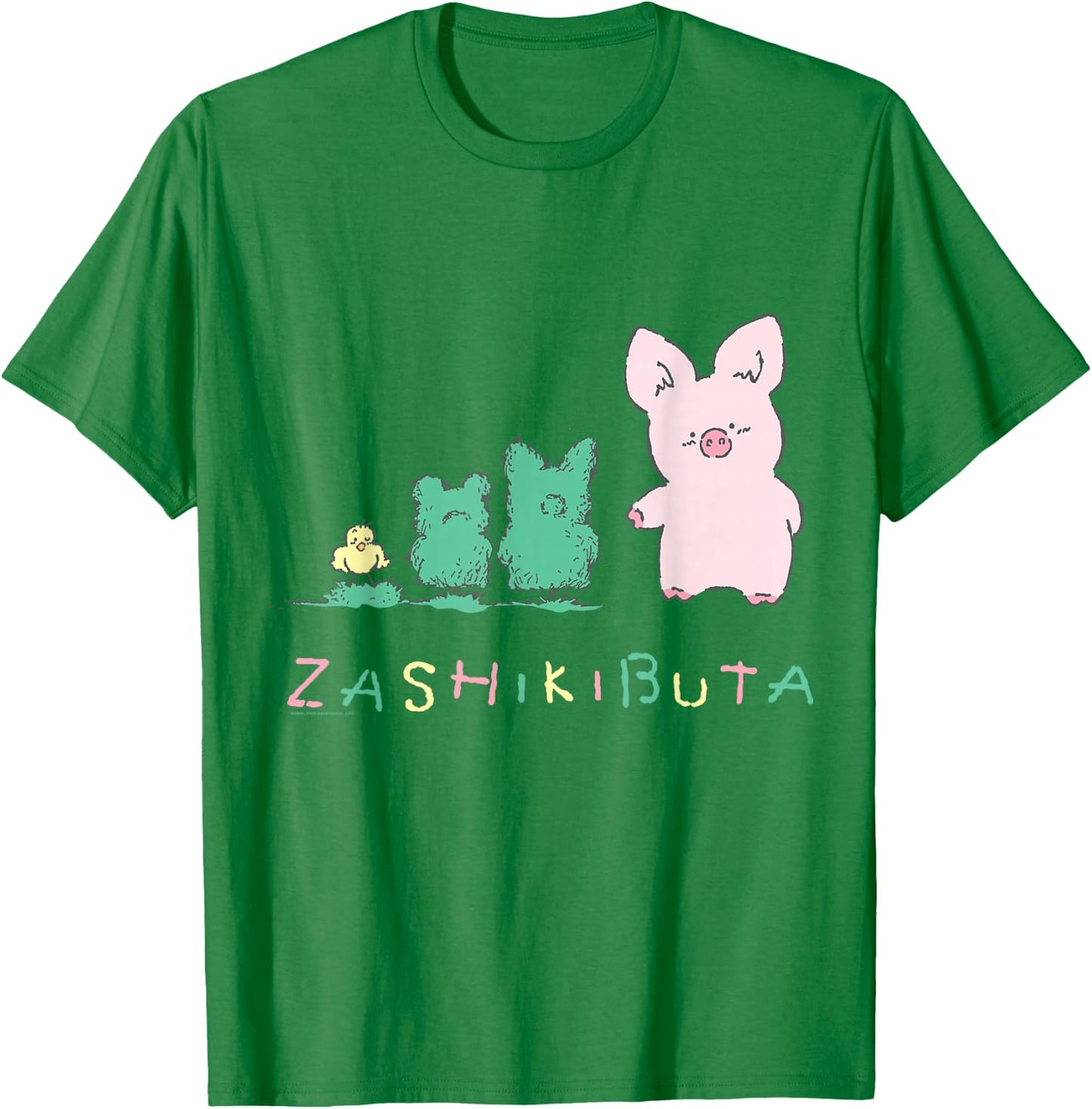 Sanrio Zashikibuta Cheerful Pig Shirt T-Shirt - T-Shirt | Irish Green