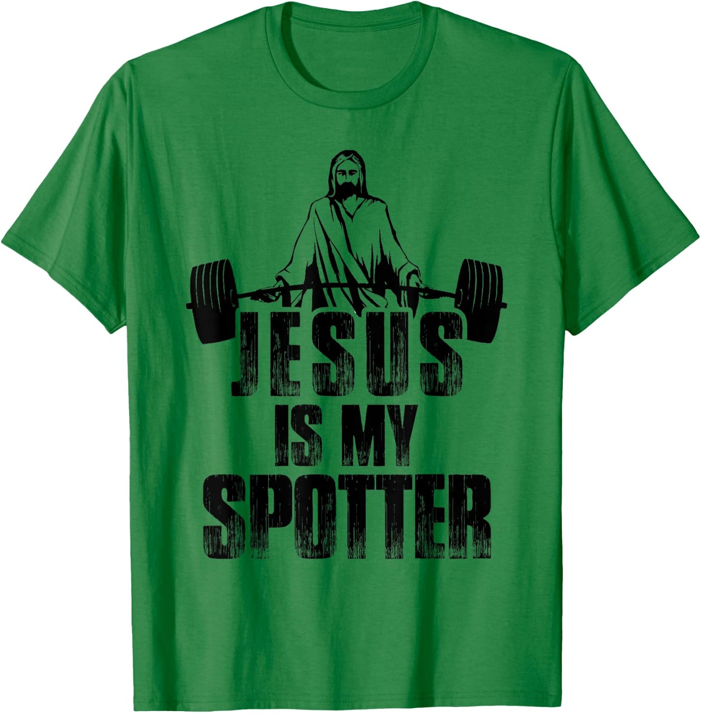 Christian Shirt Funny Gym Jesus Is My Spotter Gift T-Shirt - T-Shirt | Irish Green