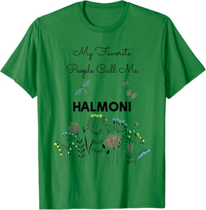 My Favorite People Call Me Halmoni Floral Grandma Mom Gift T-Shirt - T-Shirt | Irish Green