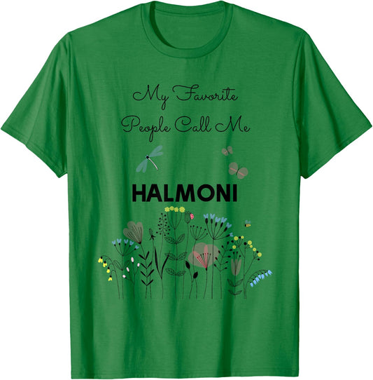 My Favorite People Call Me Halmoni Floral Grandma Mom Gift T-Shirt - T-Shirt | Irish Green