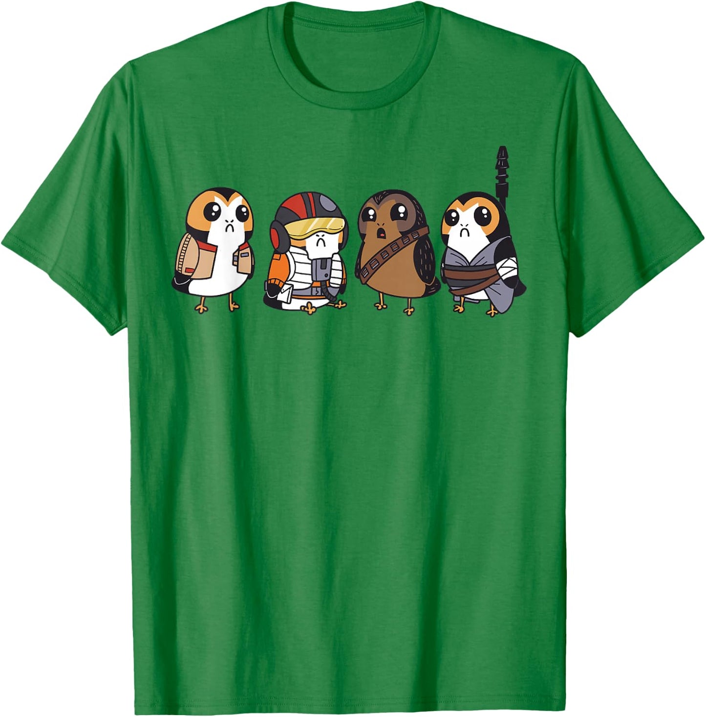 Star Wars Cute Porgs Dressed As Characters Portrait T-Shirt - T-Shirt | Irish Green