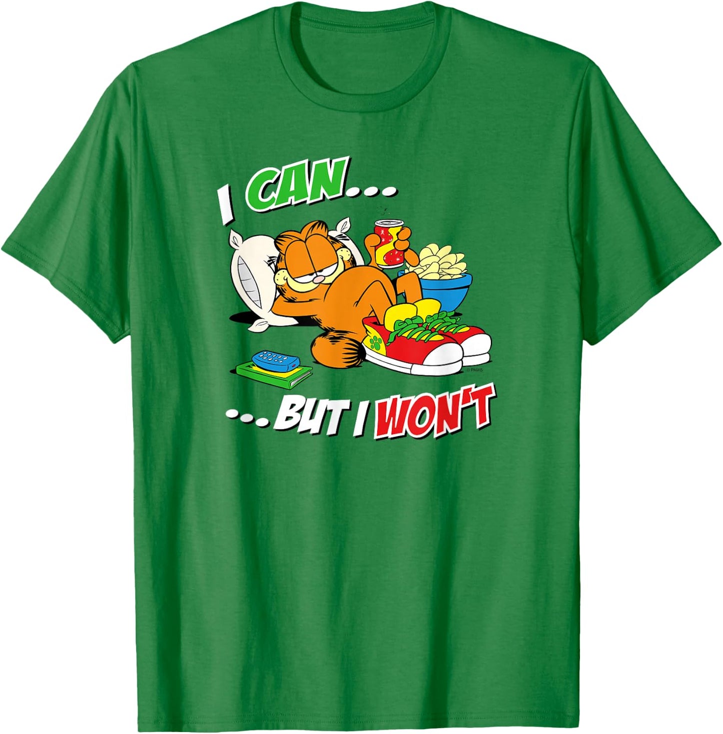 Garfield I Can But I Won't T-Shirt - T-Shirt | Irish Green