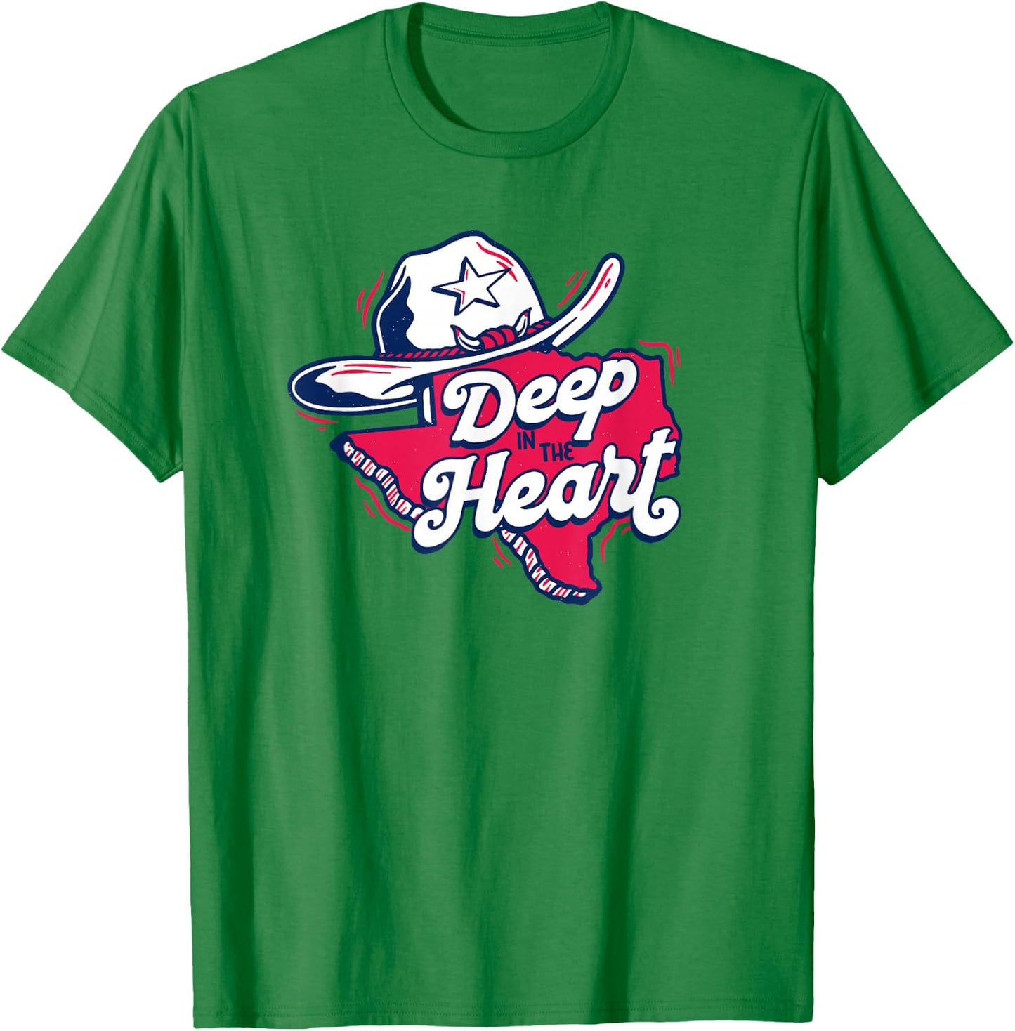 Deep in the Heart Vintage Texas Cartoon Proud Texan T-Shirt - T-Shirt | Irish Green