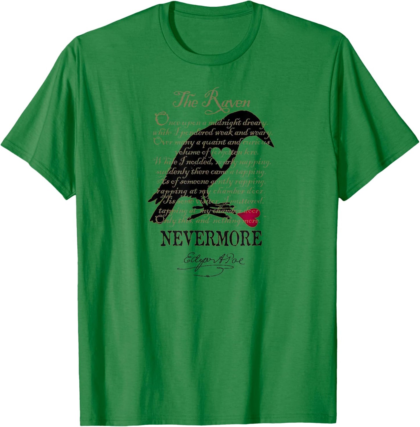 Edgar Allan Poe T Shirt Gothic Tales of Poe Gif for Readers T-Shirt - T-Shirt | Irish Green