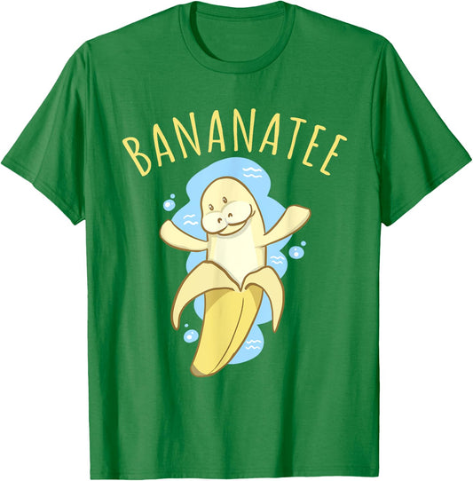 Bananatee Manatee Banana Dugong Pun Funny Fruit T Shirt T-Shirt - T-Shirt | Irish Green
