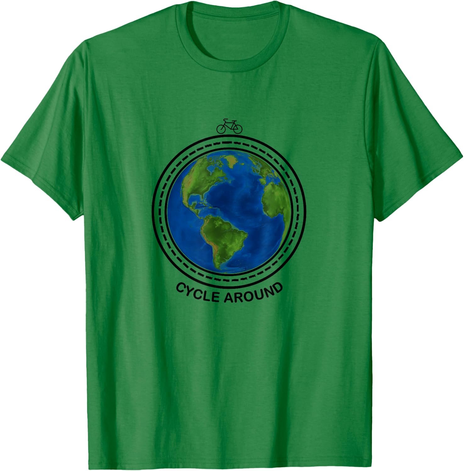 Symbolic Cycle Around Your World - Adventure Cycling T-Shirt - T-Shirt | Irish Green