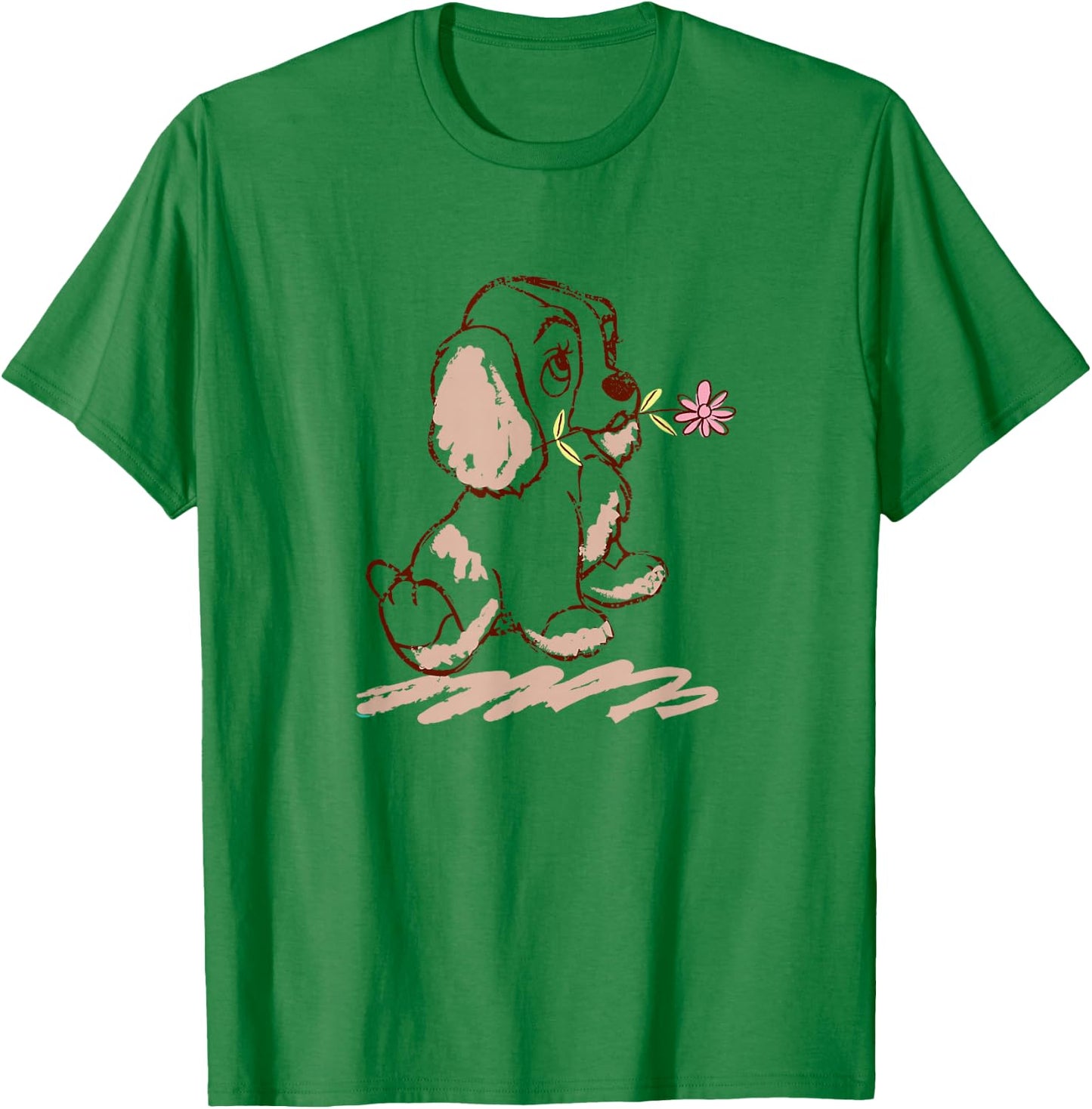 Disney Lady and The Tramp Lady Puppy Sketch T-Shirt - T-Shirt | Irish Green