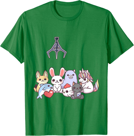Claw Crane Machine Game Stuff Animal Unicorn Rabbit T-Shirt - T-Shirt | Irish Green