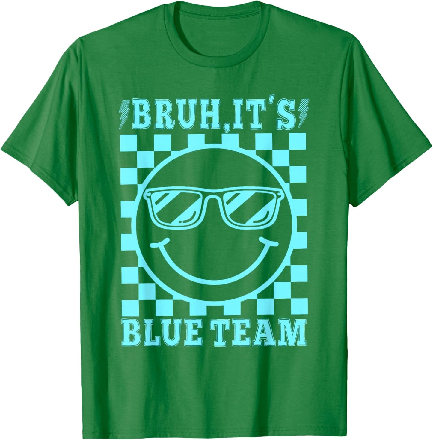 Cool Bruh It's Blue Team Field Day Field Trip Smile Face T-Shirt - T-Shirt | Irish Green