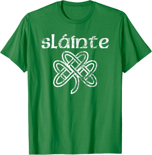 Happy Shamrock Apparel Vintage Slainte Cute Cheers Good Health Fun St Patricks Day T-Shirt - T-Shirt | Irish Green