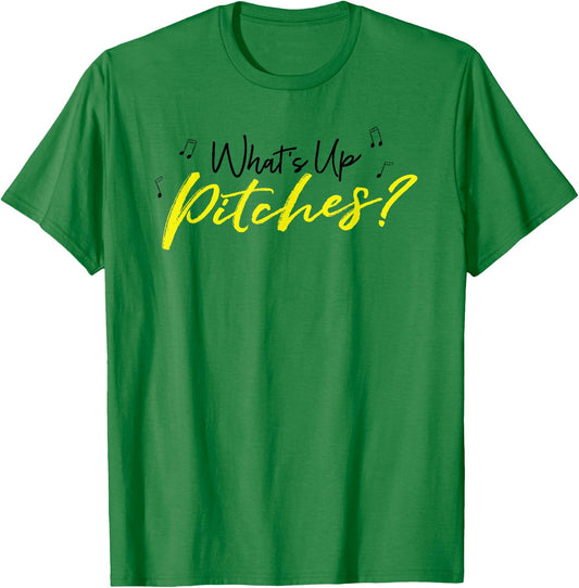 Pitch Perfect "What's Up Pitches?" Black & Yellow T-Shirt - T-Shirt | Irish Green