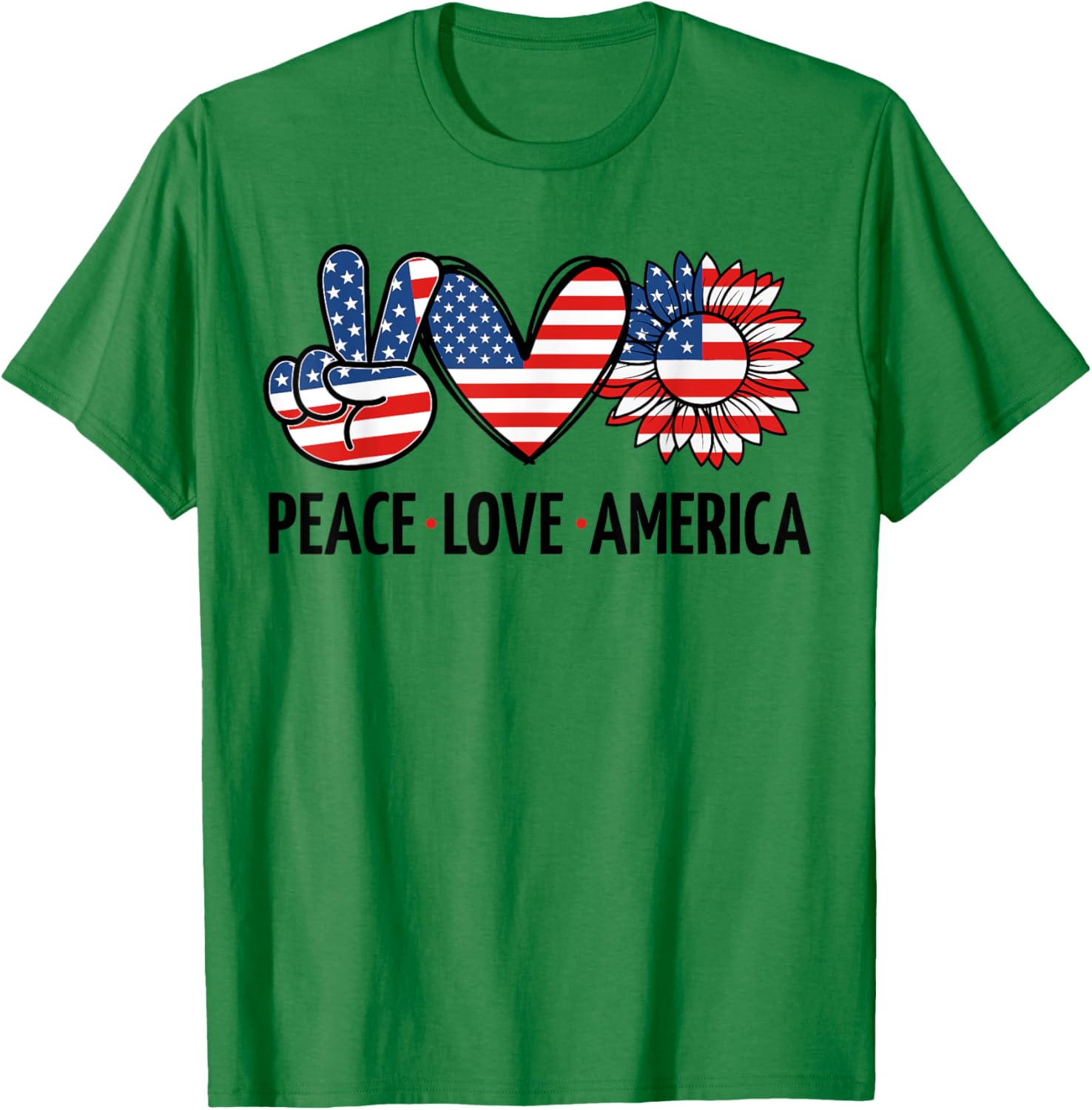 Peace Love America USA Flag Independence Day Women 4th July T-Shirt - T-Shirt | Irish Green