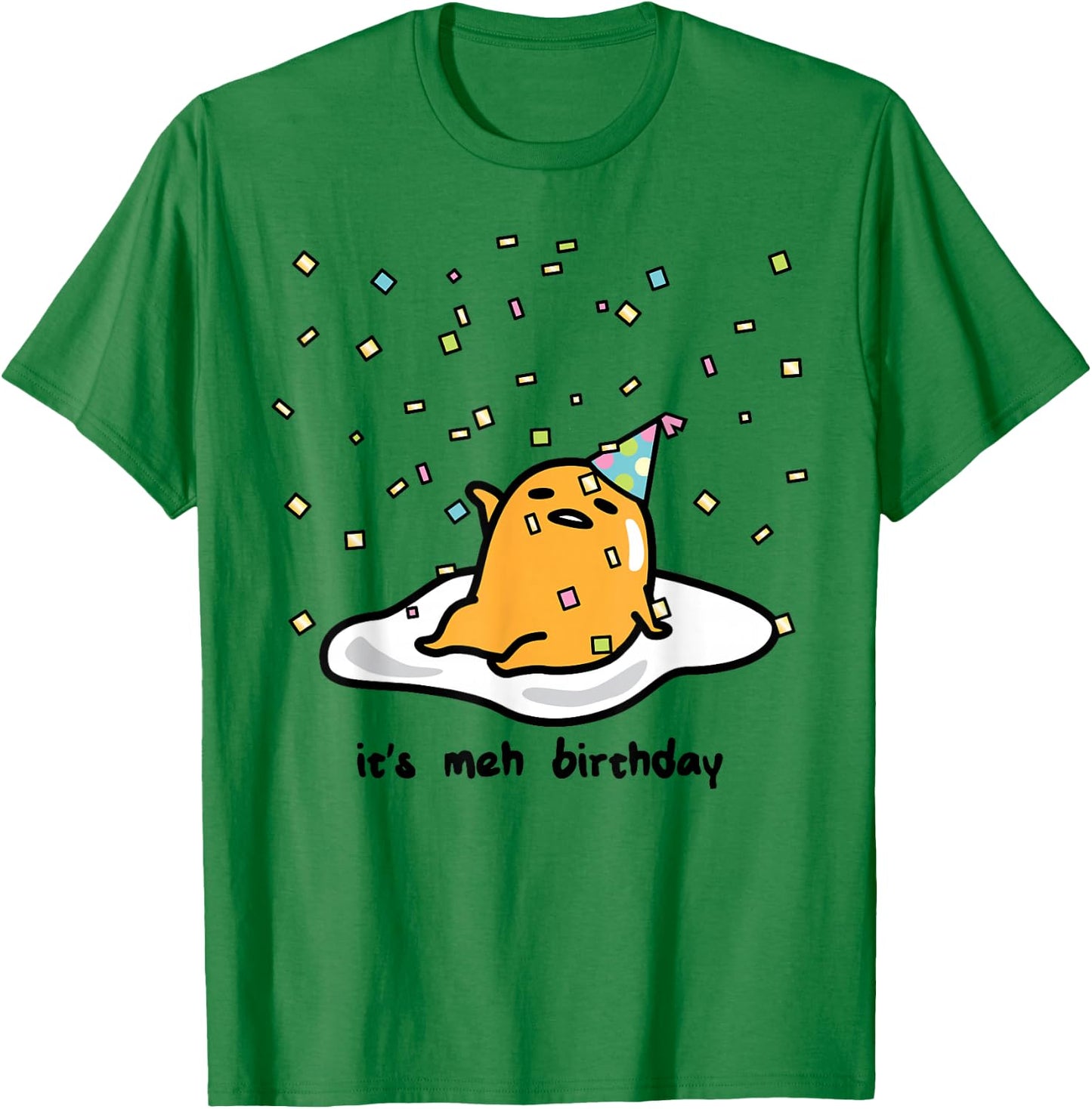 Gudetama The Lazy Egg It's Meh My Birthday Confetti Party Small T-Shirt - T-Shirt | Irish Green