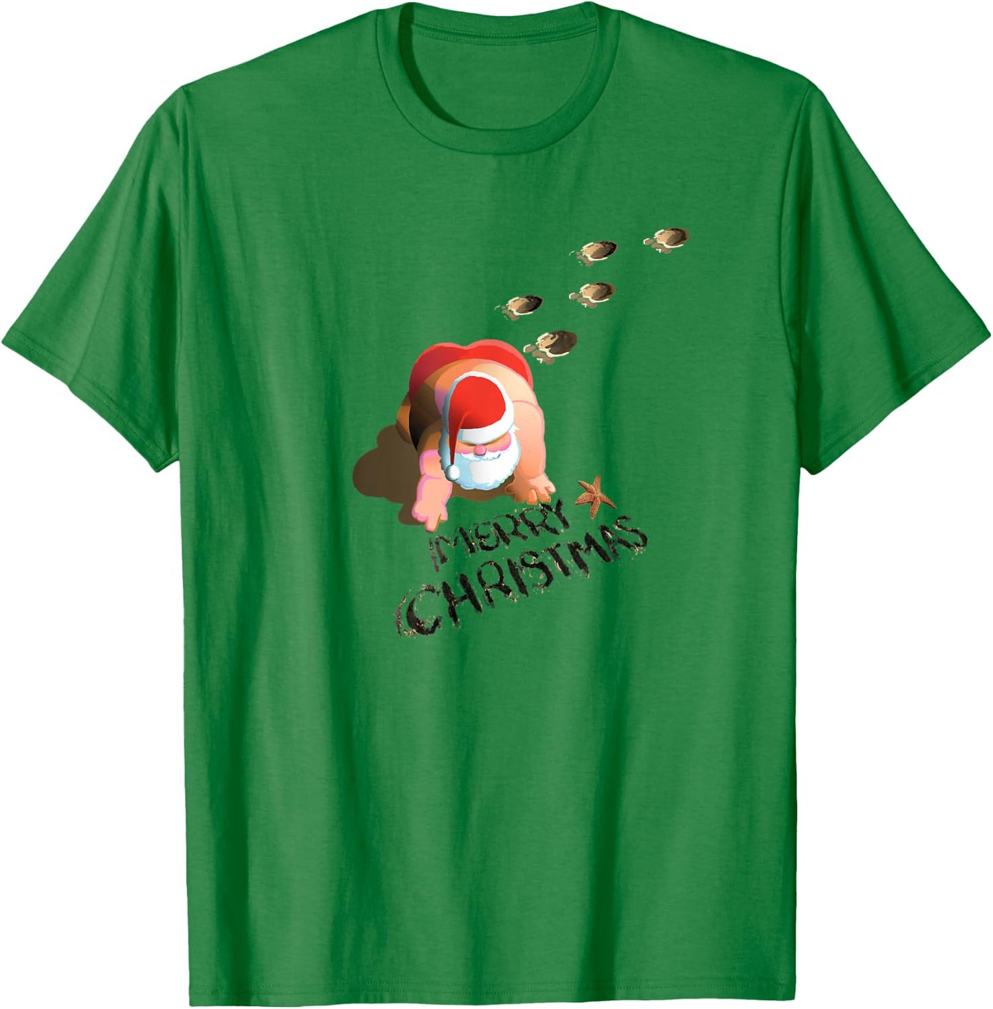 Merry Christmas - Beach Christmas T-Shirt - T-Shirt | Irish Green