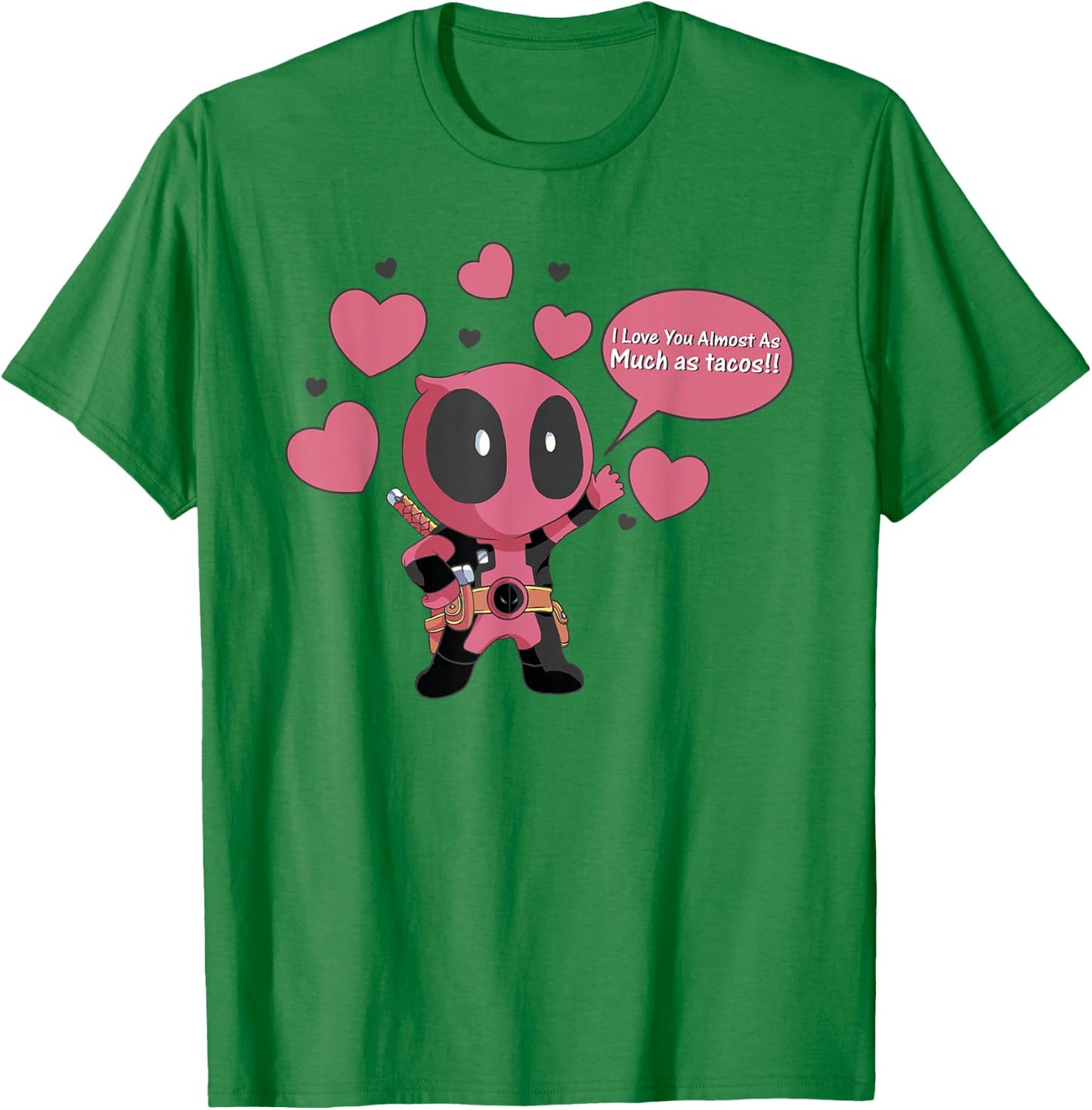 Marvel Deadpool Chibi Taco Love Valentine's Graphic T-Shirt - T-Shirt | Irish Green