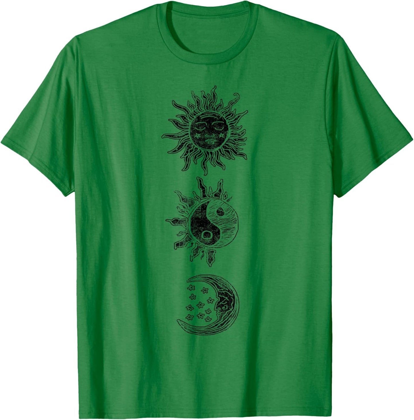 Sun Moon Star Yin Yang Geometric T-Shirt - T-Shirt | Irish Green