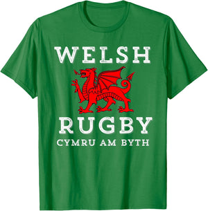 Cymru Am Byth Welsh Rugby Wales Forever Dragon T-Shirt - T-Shirt | Irish Green