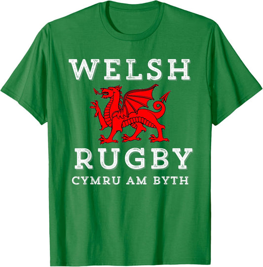 Cymru Am Byth Welsh Rugby Wales Forever Dragon T-Shirt - T-Shirt | Irish Green