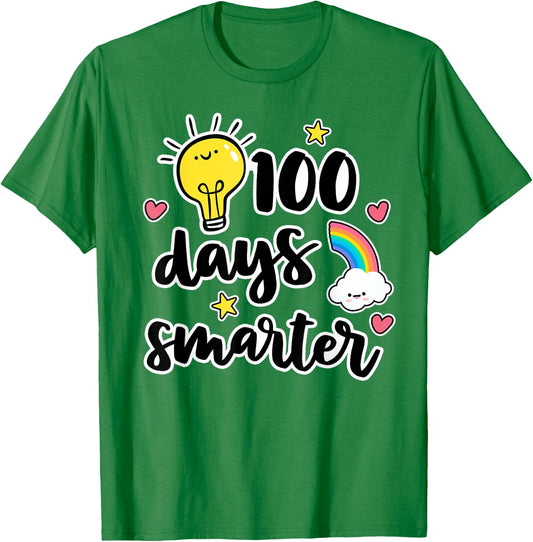 100 Days Smarter 100th Day of School Shirt Kindness Teacher T-Shirt - T-Shirt | Irish Green