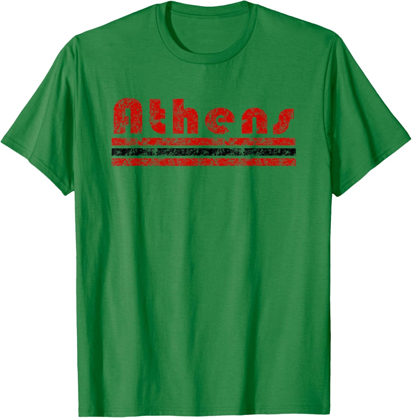 Athens Georgia Retro Three Stripe Weathered Vintage T-Shirt - T-Shirt | Irish Green