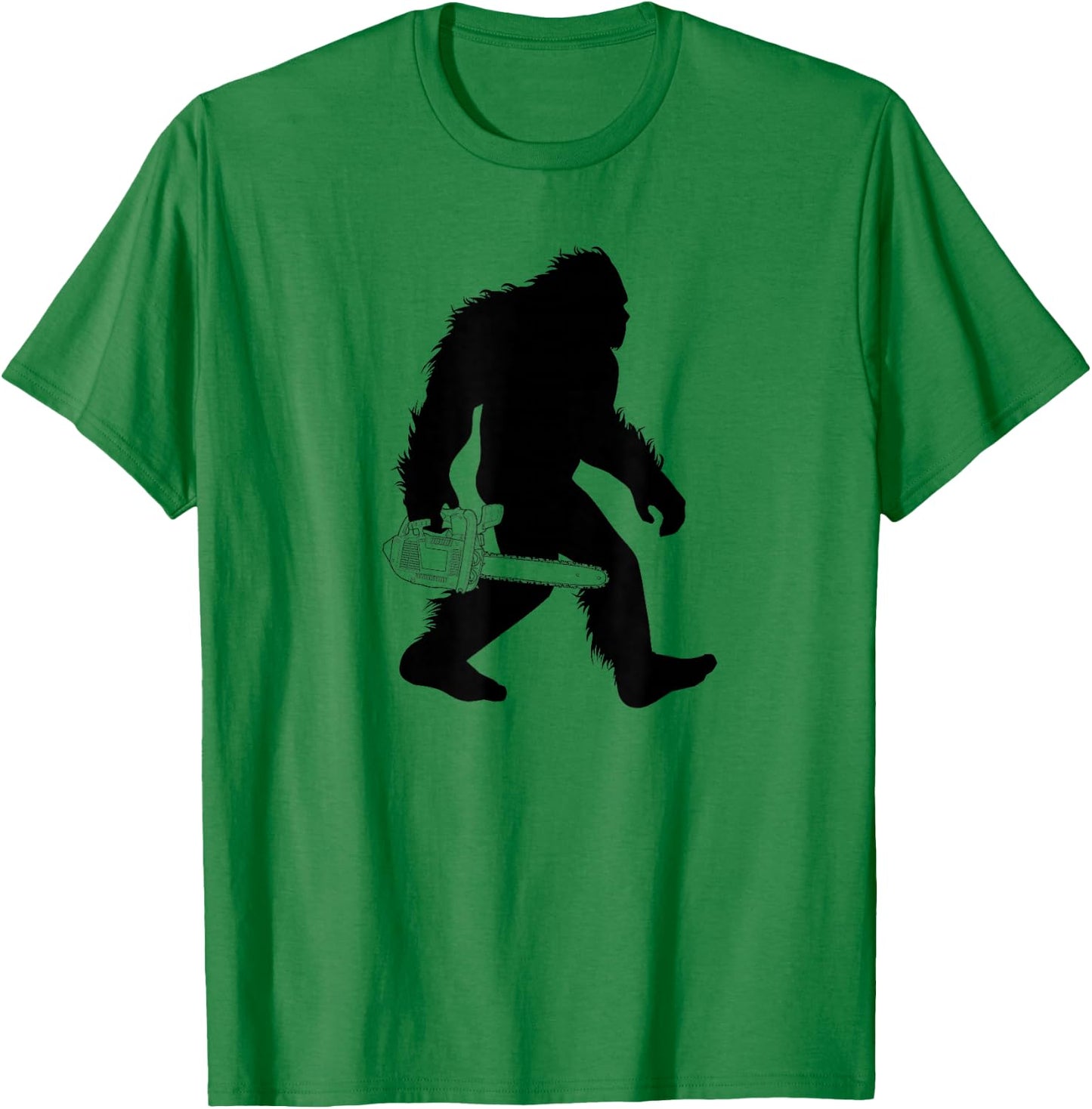 Bigfoot Carrying Chainsaw , Lumberjack Sasquatch T-Shirt - T-Shirt | Irish Green