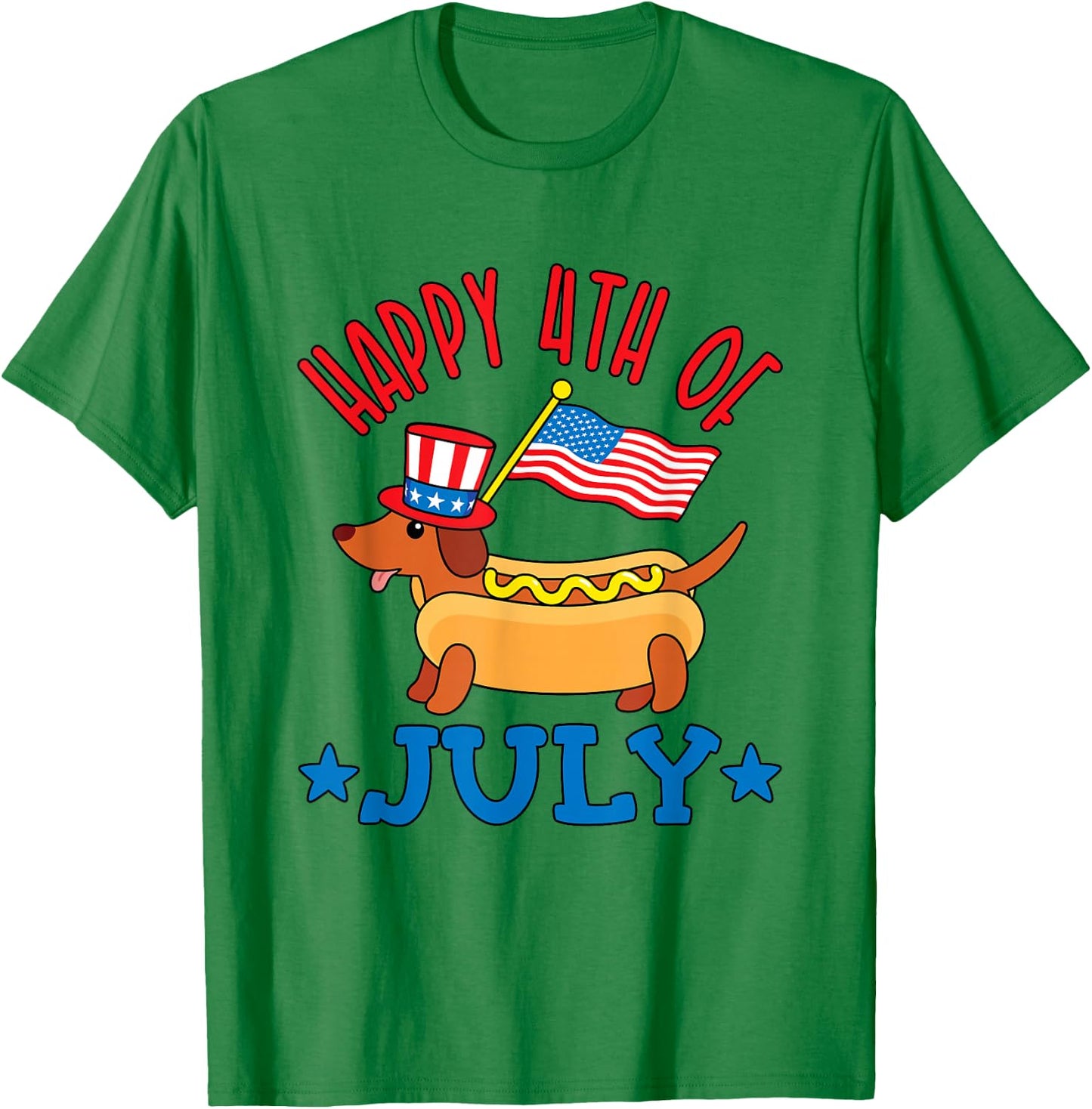 Patriotic Dachshund Cute Hot Dog Fourth of July 4th Flag Kids Men T-Shirt - T-Shirt | Irish Green
