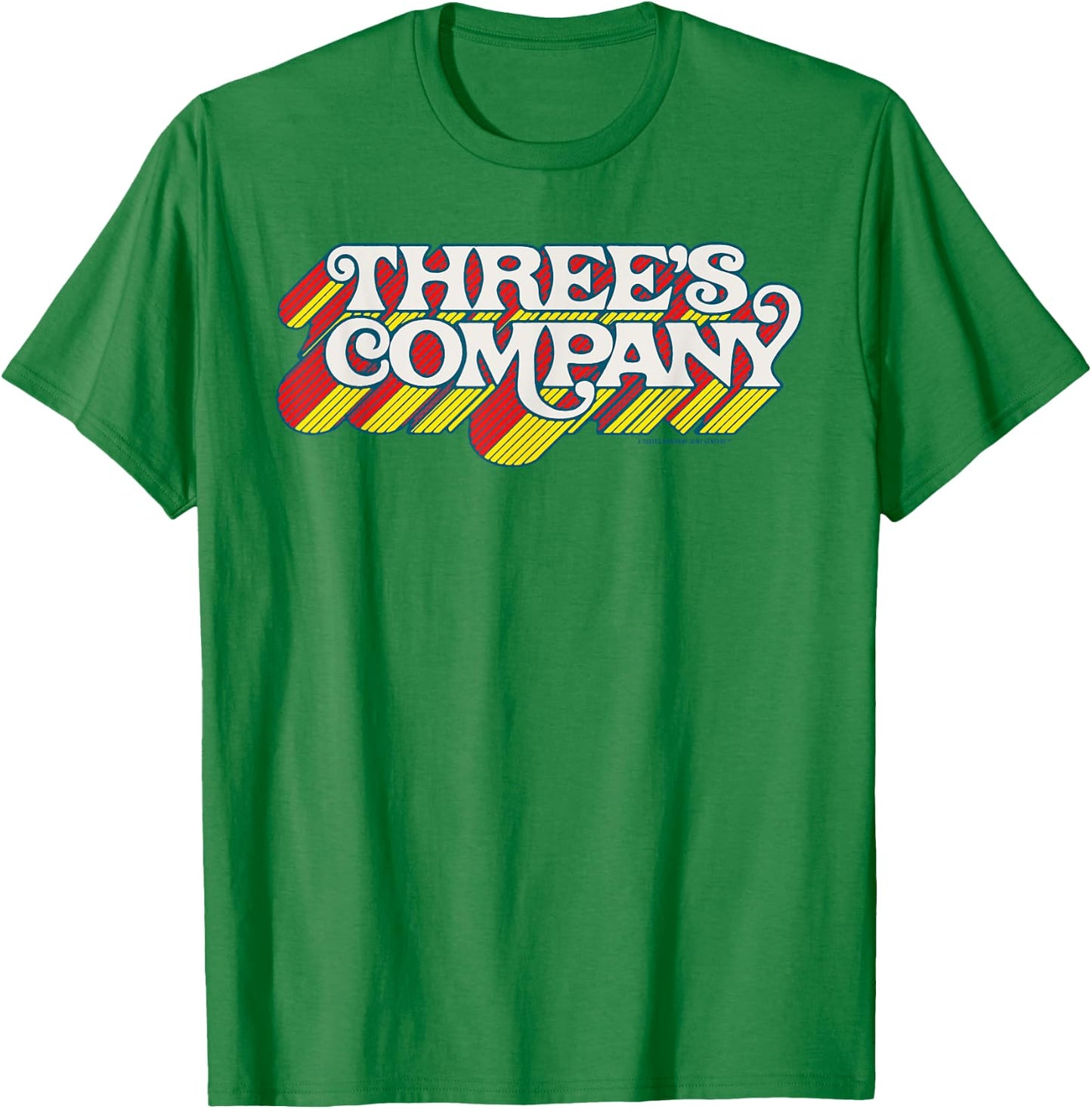 Three's Company Flying Logo Officially Licensed Retro T-Shirt - T-Shirt | Irish Green