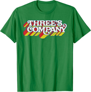 Three's Company Flying Logo Officially Licensed Retro T-Shirt - T-Shirt | Irish Green