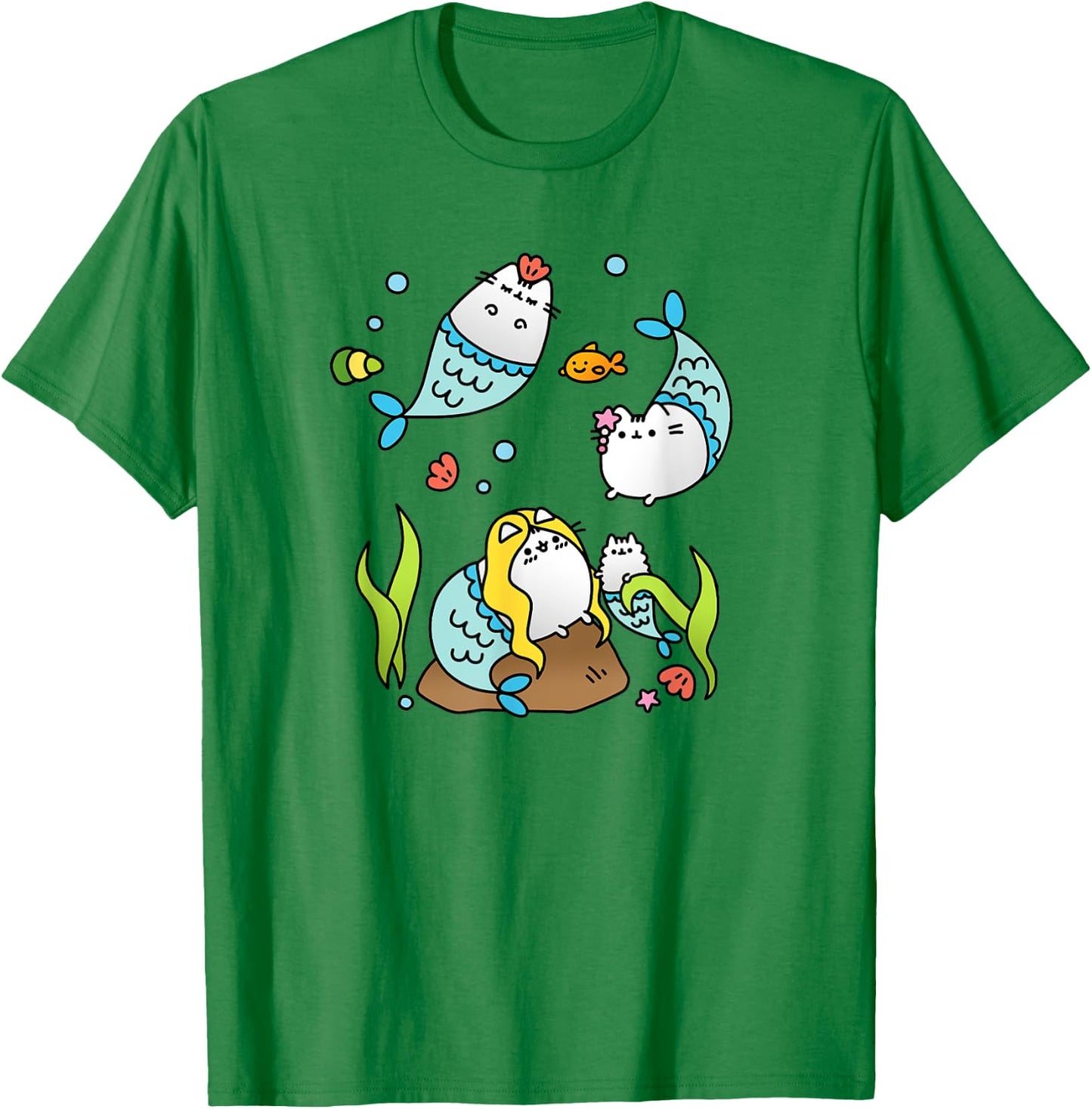 Mermaid Cat Family Cute Purrmaids Men Women Kids T-Shirt - T-Shirt | Irish Green