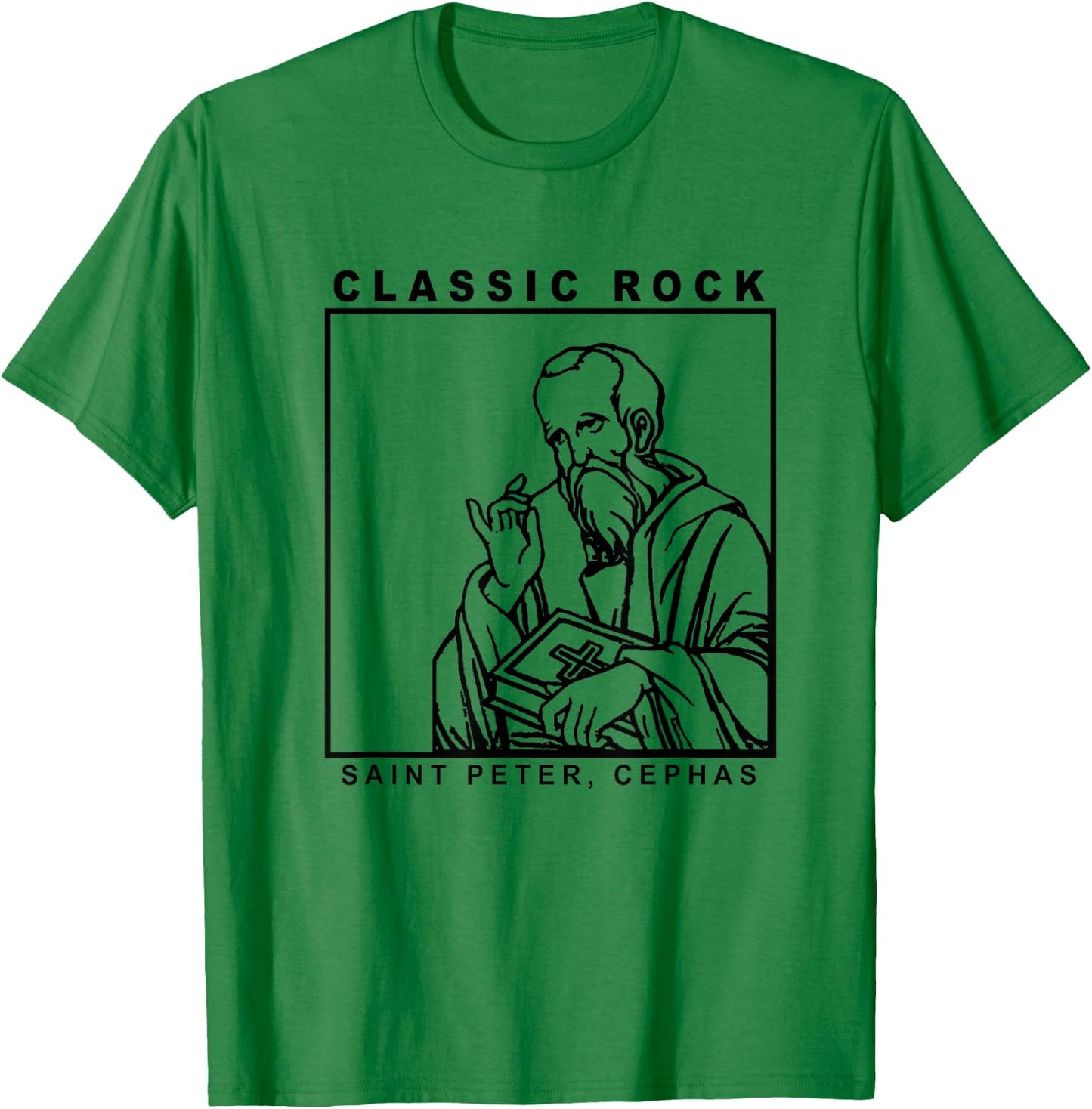 Saint Peter Classic Rock Catholic Vibe Petros Upon This Rock T-Shirt - T-Shirt | Irish Green