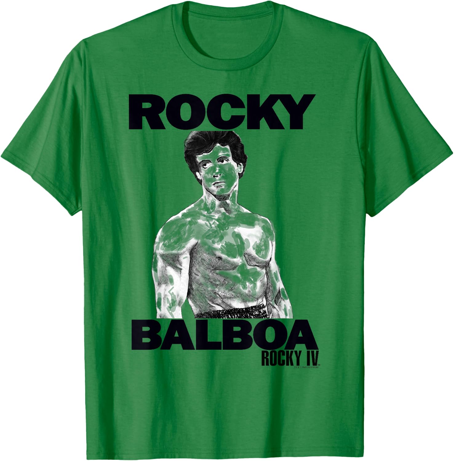 Rocky 3 Rocky Balboa Logo Sketch Portrait T-Shirt - T-Shirt | Irish Green