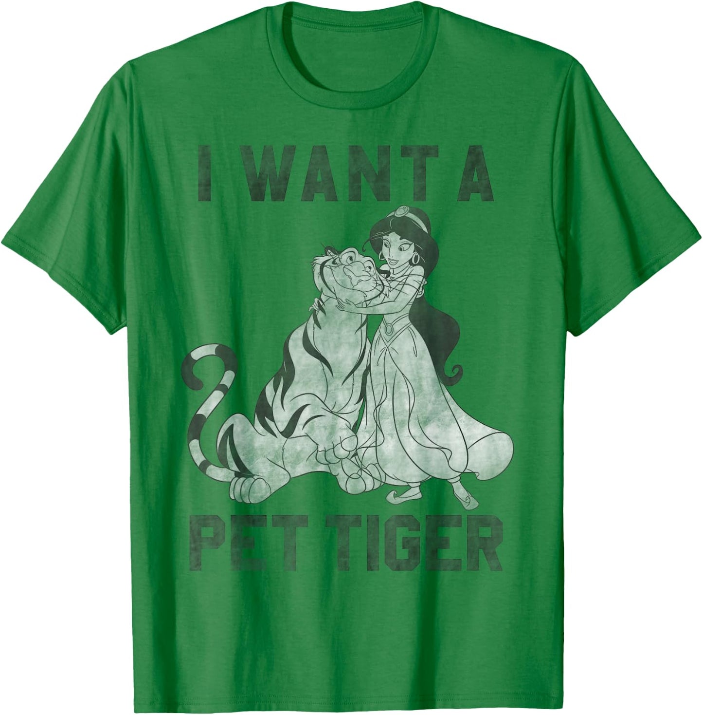 Disney Aladdin Jasmine And Rajah I Want A Pet Tiger T-Shirt - T-Shirt | Irish Green
