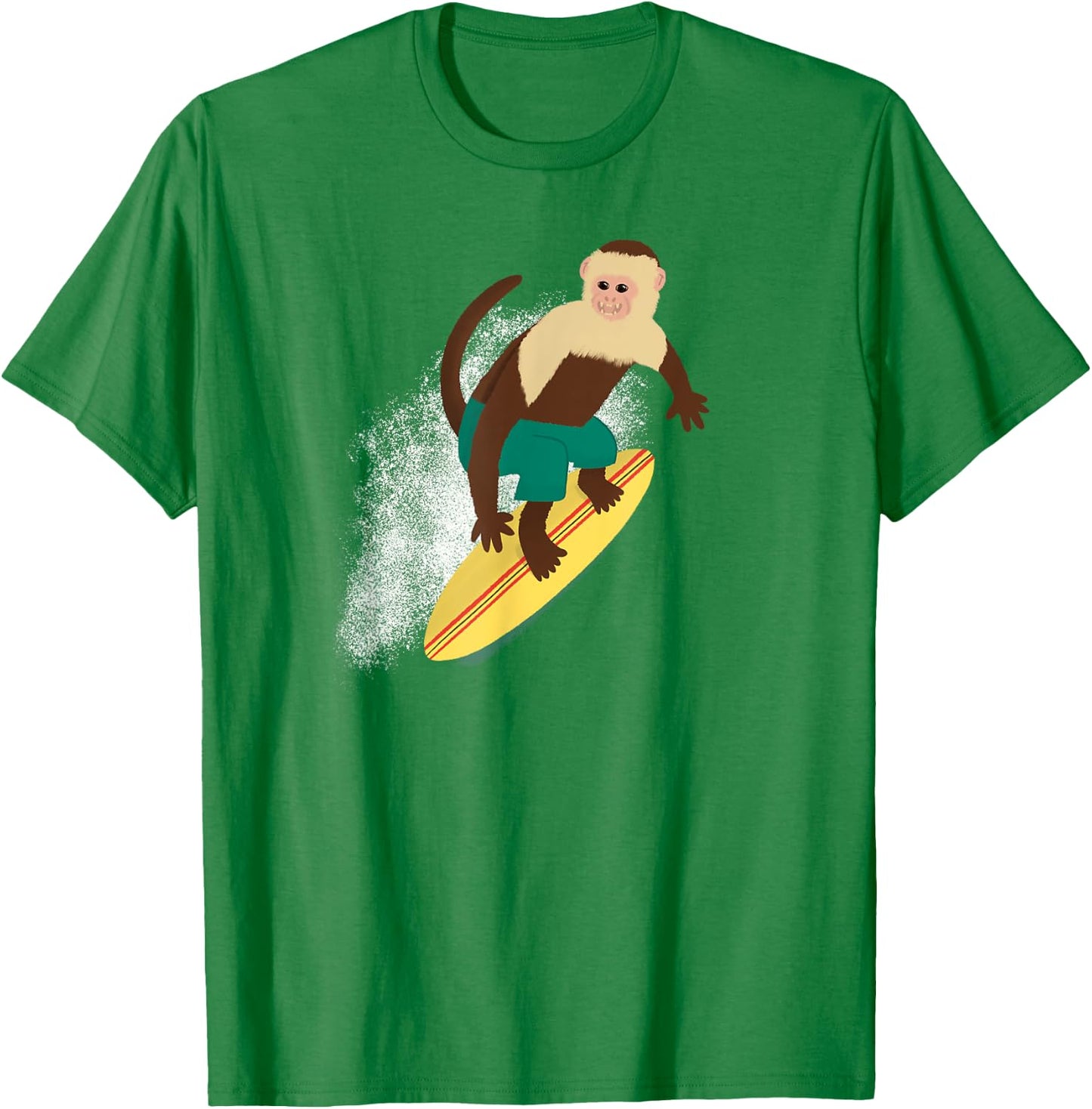 Cute Surfing Capuchin Monkey T-Shirt - T-Shirt | Irish Green
