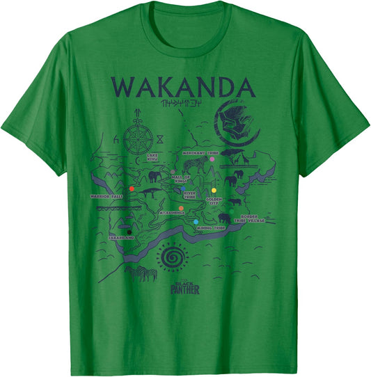 Marvel Black Panther Kingdom of Wakanda Map Graphic T-Shirt - T-Shirt | Irish Green