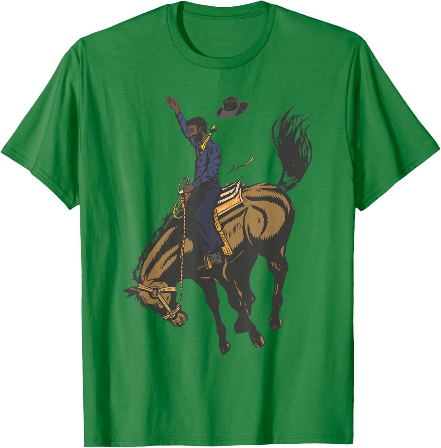 Black Cowboy Western Rodeo Melanin Black History Texas Men T-Shirt - T-Shirt | Irish Green