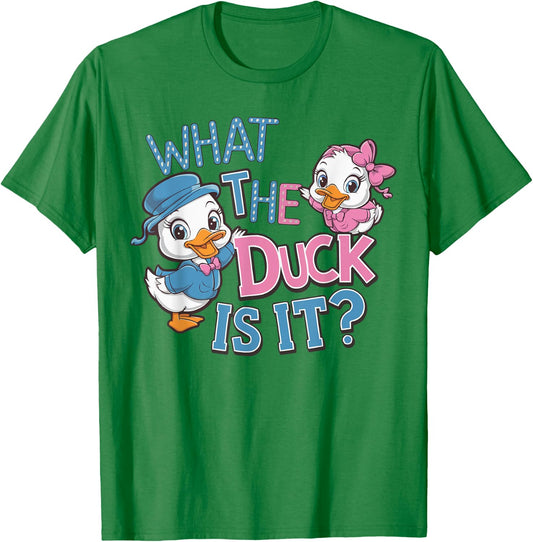 What the Duck Is It Gender Reveal Baby Shower Party T-Shirt - T-Shirt | Irish Green