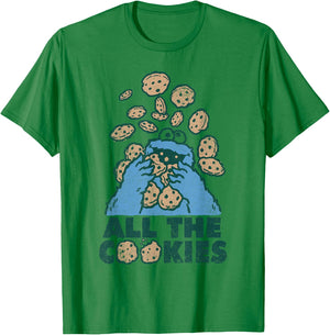 Sesame Street Cookie Monster All the Cookies T-Shirt - T-Shirt | Irish Green