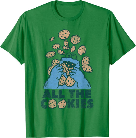 Sesame Street Cookie Monster All the Cookies T-Shirt - T-Shirt | Irish Green