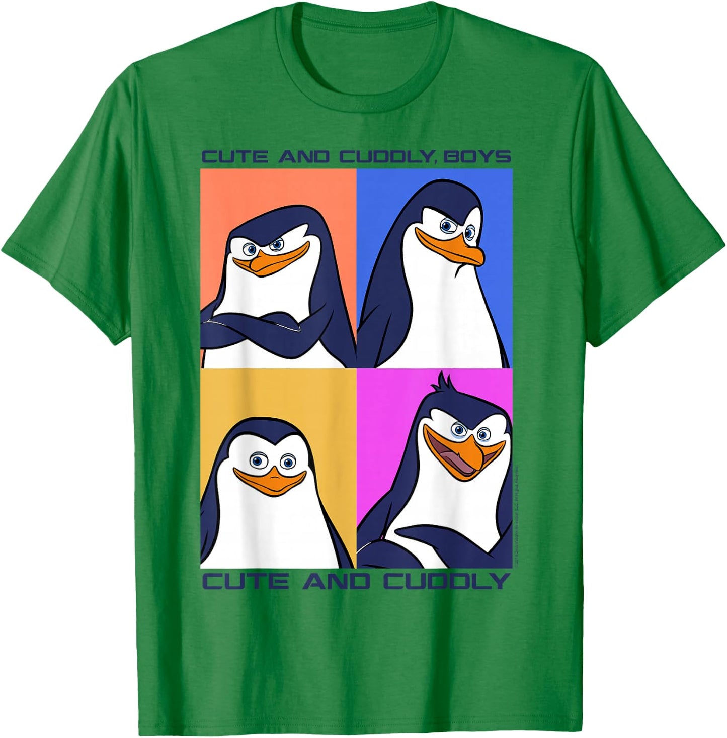Madagascar Penguins Cute And Cuddly Text Poster T-Shirt - T-Shirt | Irish Green